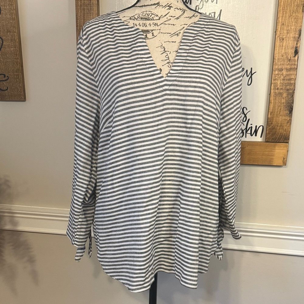 Michael Kors Black and White Striped Tunic